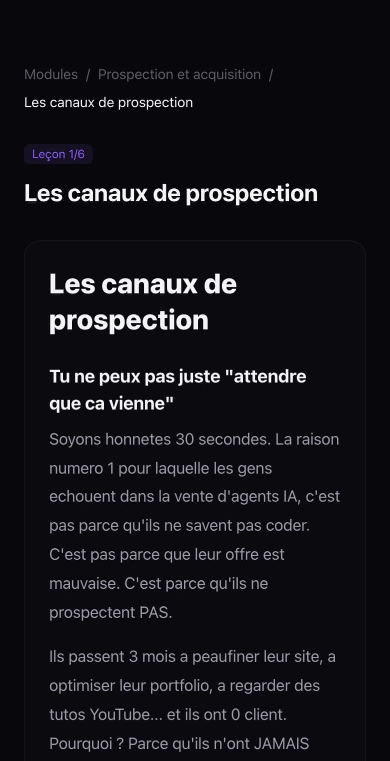 Une leçon de la plateforme : les canaux de prospection